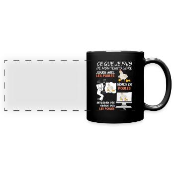 Mes poules, ma ferme, mon passe temps - Mug panoramique uni - noir - Devant