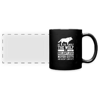 Loup loups forêt nature tireur proverbes drôle cool - Mug panoramique uni - noir - Devant