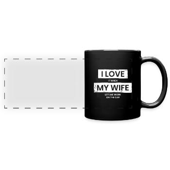 Auto Ehe - Panorama-Tasse farbig - Schwarz - Vorne