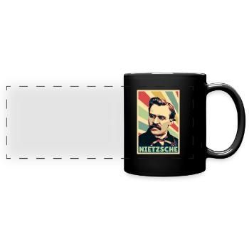 Friedrich Nietzsche Vintage Farben - Panorama-Tasse farbig - Schwarz - Vorne