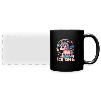 2. Geburtstag - Panorama-Tasse farbig - Schwarz - Vorne