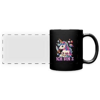 2. Geburtstag - Panorama-Tasse farbig - Schwarz - Vorne