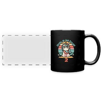 2. Geburtstag - Panorama-Tasse farbig - Schwarz - Vorne