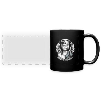 Altenpflegerin - Panorama-Tasse farbig - Schwarz - Vorne