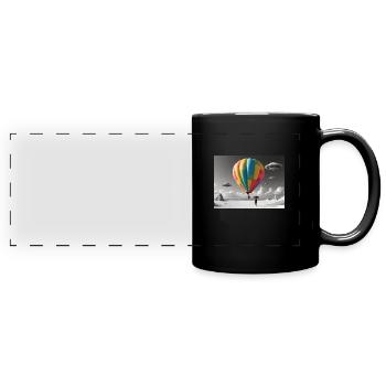 Heißluftballon - Panorama-Tasse farbig - Schwarz - Vorne