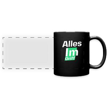 Alles im Griff mit Gott - Panorama-Tasse farbig - Schwarz - Vorne