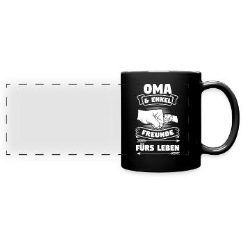 Oma & Enkel Familie Großmutter Geschenk - Panorama-Tasse farbig - Schwarz - Vorne