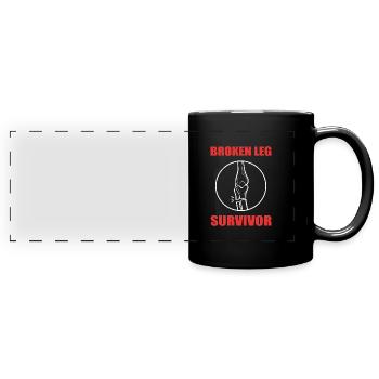 Gebrochenes Bein - Panorama-Tasse farbig - Schwarz - Vorne