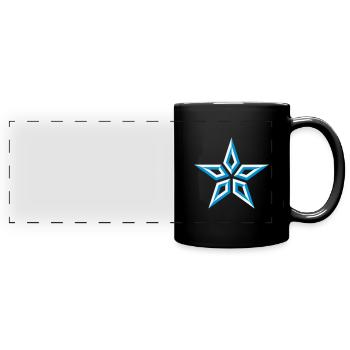 Design d’étoile (à cinq branches / Bleu et blanc) - Mug panoramique uni - noir - Devant