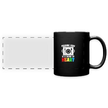 Nourrir les enfants est une œuvre de cœur pour les dames du déjeuner - Mug panoramique uni - noir - Devant
