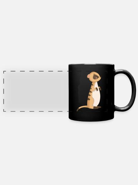 Erdmännchen Meerkatze - Panorama-Tasse farbig - Schwarz