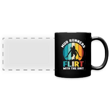 Mud Run Geschenke | Schlammlauf Team Läufer Sport - Panorama-Tasse farbig - Schwarz - Vorne