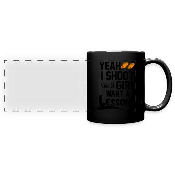 Trapschütze - Panorama-Tasse farbig - Schwarz - Vorne