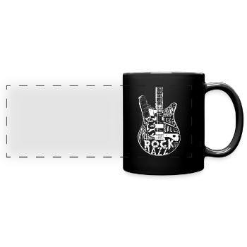 Guitar With Worn Effect - Full Colour Panoramic Mug - black - Front