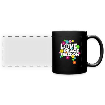 Love Peace Freedom Hippie Schlager Alternative - Full Colour Panoramic Mug - black - Front