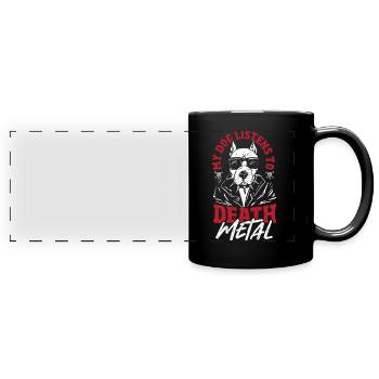 Metalhead Headbanger Heavy Music Death Metal Dog - Full Colour Panoramic Mug - black - Front