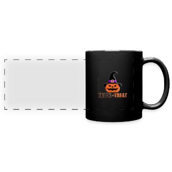 KÜRBIS - HALLOWEEN - SÜßES ODER SAURES - Panorama-Tasse farbig - Schwarz - Vorne