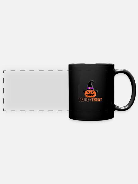 KÜRBIS - HALLOWEEN - SÜßES ODER SAURES - Panorama-Tasse farbig - Schwarz
