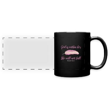 Christliches Bibel Zitat - Panorama-Tasse farbig - Schwarz - Vorne