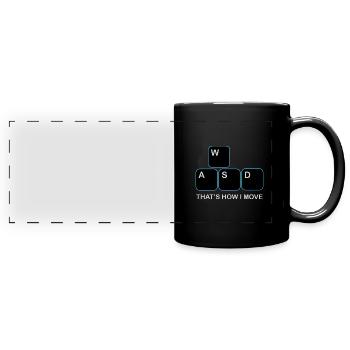 WASD Gamer Videospiele HUmour - Panorama-Tasse farbig - Schwarz - Vorne