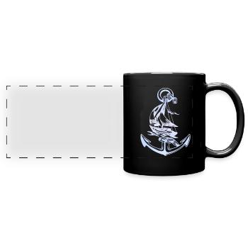 Cool Anchor Sailboat Design - Full Colour Panoramic Mug - black - Front