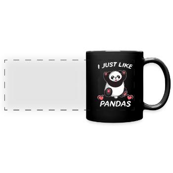 Cute panda i love pandas - Full Colour Panoramic Mug - black - Front