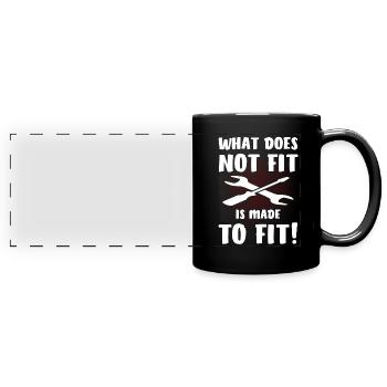 Was nicht passt wird passend Gemacht - Panorama-Tasse farbig - Schwarz - Vorne