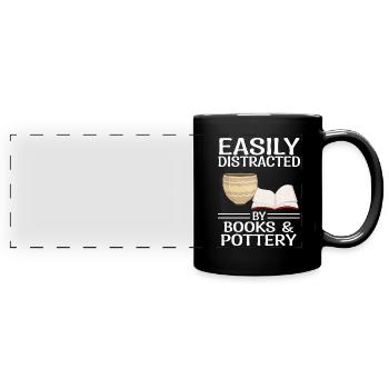 Töpfern Sprüche | Töpferei Bücher Lesen Geschenke - Panorama-Tasse farbig - Schwarz - Vorne
