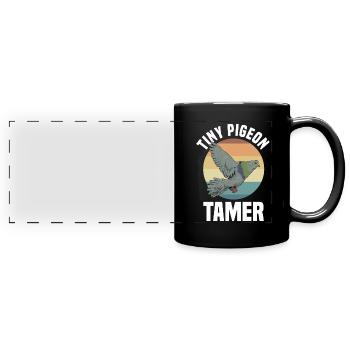 Tauben - Panorama-Tasse farbig - Schwarz - Vorne