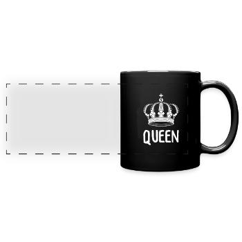 King Queen Partnerlook - Panorama-Tasse farbig - Schwarz - Vorne