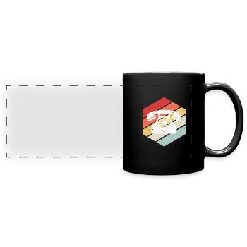 Telefon Retro Vintage - Panorama-Tasse farbig - Schwarz - Vorne