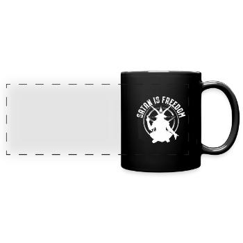 Satanismus Sprüche | Satanisten Horror Geschenke - Panorama-Tasse farbig - Schwarz - Vorne