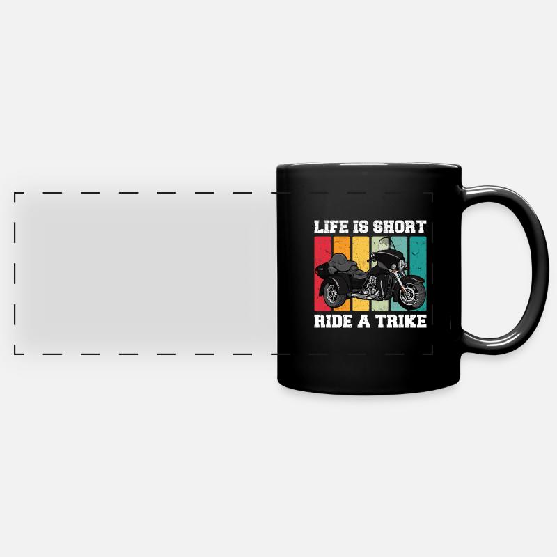Trike Echte Männer - Triker Trikes Motorrad - Panorama-Tasse farbig - Schwarz
