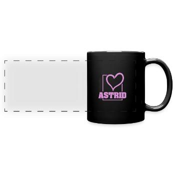 Astrid als Bachelorette - Panorama-Tasse farbig - Schwarz - Vorne