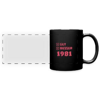 Jahr 1981 - Panorama-Tasse farbig - Schwarz - Vorne