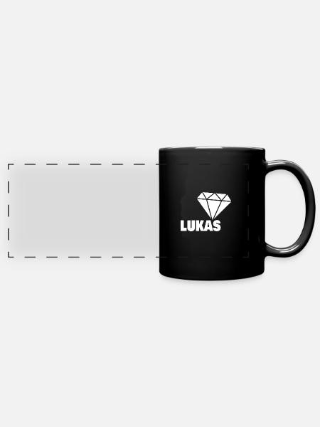 Geschenk für Lukas - Panorama-Tasse farbig - Schwarz