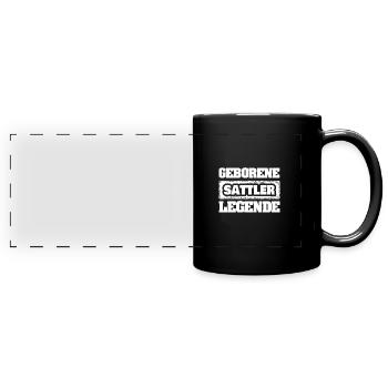 Beruf Sattler - Panorama-Tasse farbig - Schwarz - Vorne