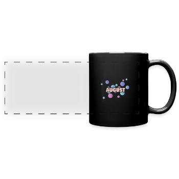 Geschenk für August - Panorama-Tasse farbig - Schwarz - Vorne