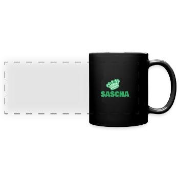 Sascha as a first name - Full Colour Panoramic Mug - black - Front