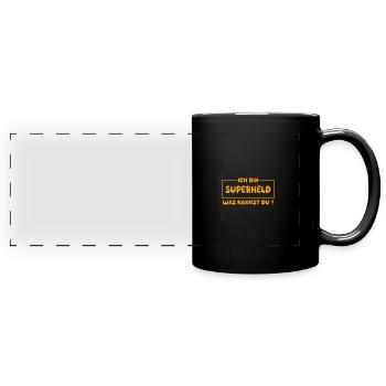 Superheld - Panorama-Tasse farbig - Schwarz - Vorne