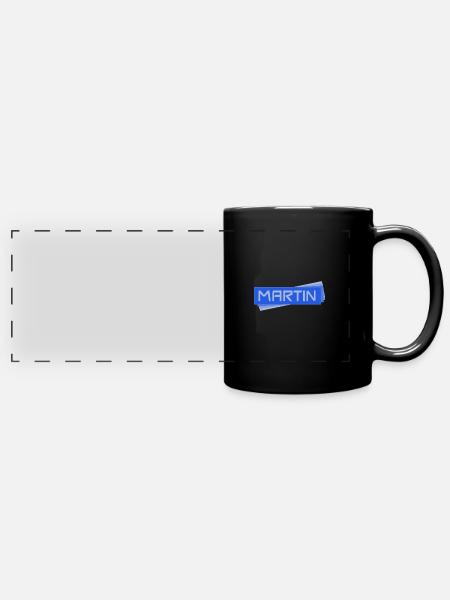 Namensschild Martin - Panorama-Tasse farbig - Schwarz