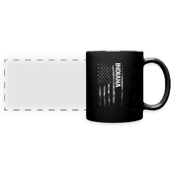 Indiana - American Flag - Full Colour Panoramic Mug - black - Front