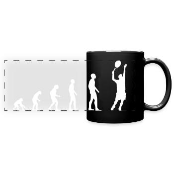 Tennis – Evolution - Panorama-Tasse farbig - Schwarz - Vorne