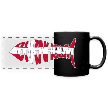 Bornholm Fisch - Panorama-Tasse farbig - Schwarz - Vorne