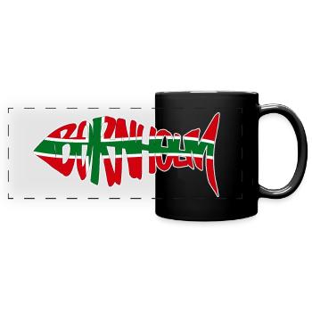 Bornholm Fisch Original - Panorama-Tasse farbig - Schwarz - Vorne