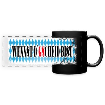 Biker Motorrad Boxer Abenteuer Gentlemen Scrambler - Panorama-Tasse farbig - Schwarz - Vorne