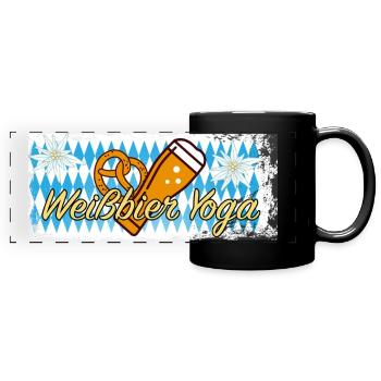 Bier - Weißbier Yoga Retro Vintage Sonnenuntergang - Panorama-Tasse farbig - Schwarz - Vorne