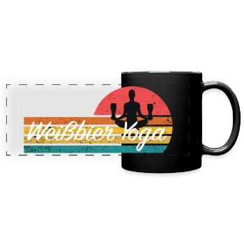 Bier - Weißbier Yoga Retro Vintage Sonnenuntergang - Panorama-Tasse farbig - Schwarz - Vorne