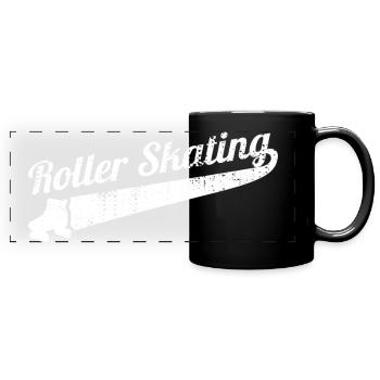 80er Jahre Rollschuhlaufen - Panorama-Tasse farbig - Schwarz - Vorne