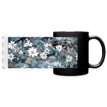 Fir branches in winter - Christmas - Full Colour Panoramic Mug - black - Front